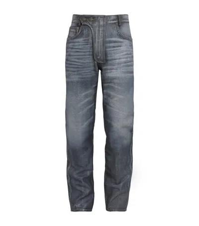 424 Denim-effect Leather Trousers In Blue
