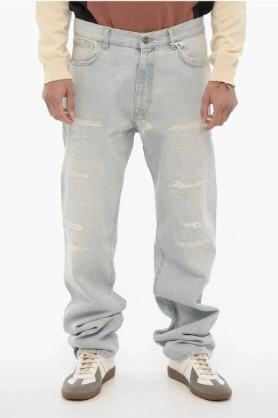 424 Distressed Effect Light Wash Jeans 22,5cm In Blue