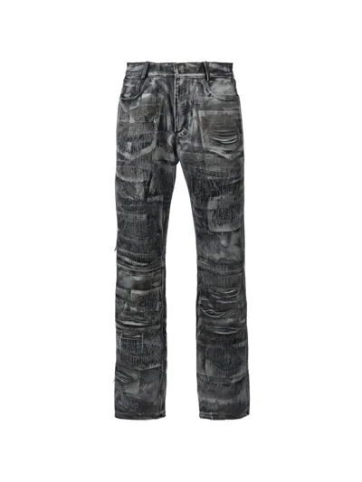 424 Distressed Leather Trousers In Gray