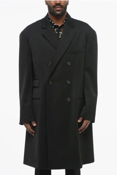 424 Double-breasted Multipocketed Virgin Wool Coat