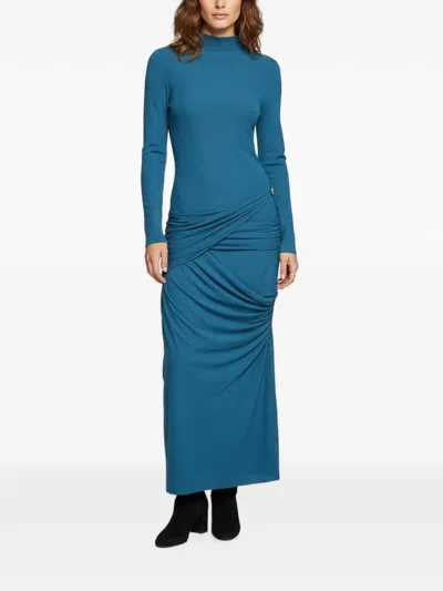 Pre-owned 424 Draped Long-sleeve Dress In Blue