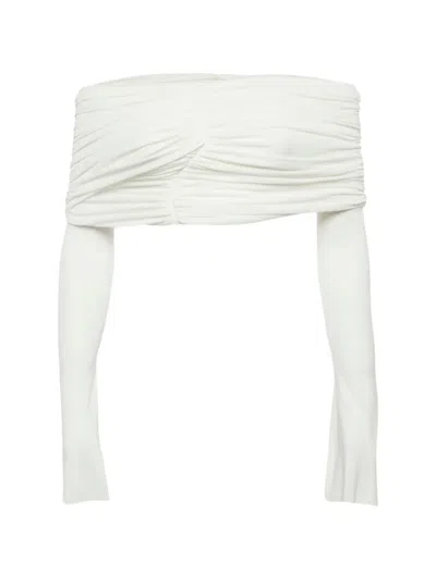 Pre-owned 424 Draped Off-shoulder Top In Neutral