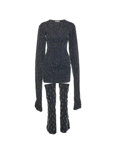 Pre-owned 424 Embellished Textured Set In Blue