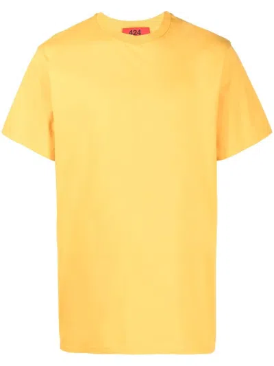 424 Embroidered-logo Cotton T-shirt In Yellow