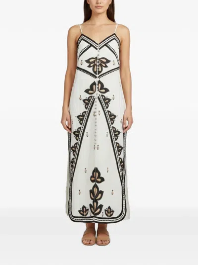 Pre-owned 424 Embroidered Slit Midi Dress In Neutral