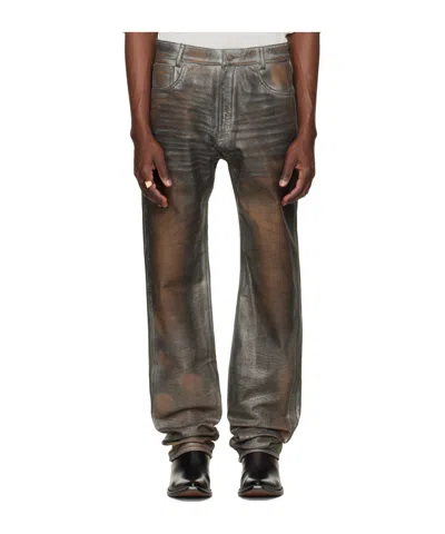 424 Leather Straight-leg Trousers In Multi