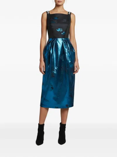 Pre-owned 424 Floral-jacquard Midi Dress In Blue