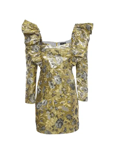 Pre-owned 424 Floral-pattern Jacquard Mini Dress In Gold