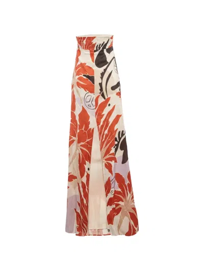 Pre-owned 424 Floral-print Strapless Maxi Dress In Neutral