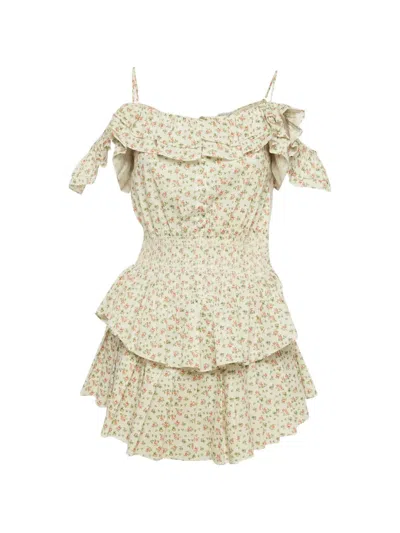 Pre-owned 424 Floral-print Tiered Dress In Neutral