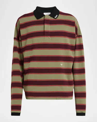 424 Fontaine Striped Cotton Polo Shirt In Green