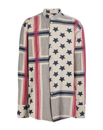 424 Fourtwofour Man Shirt Beige Size 42 Cotton, Polyester In Multi