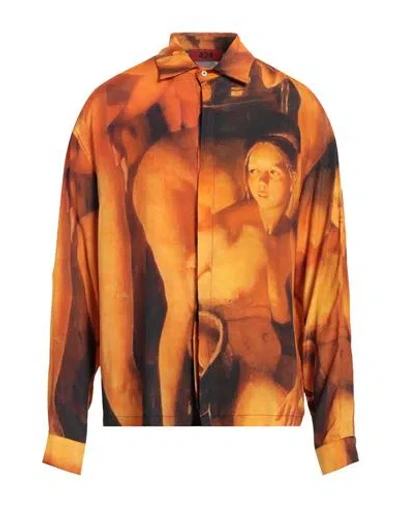 424 Fourtwofour Man Shirt Orange Size Xl Viscose