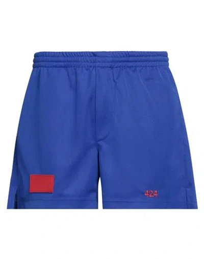 424 Fourtwofour Man Shorts & Bermuda Shorts Bright Blue Size Xxl Polyester