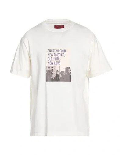424 Fourtwofour Man T-shirt White Size L Cotton, Elastane