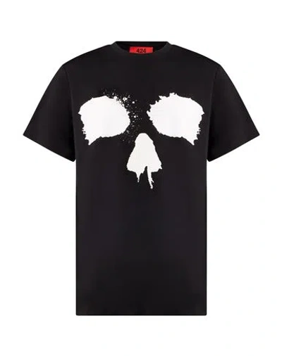 424 Fourtwofour Man T-shirt Black Size M Cotton, Polyamide, Elastane