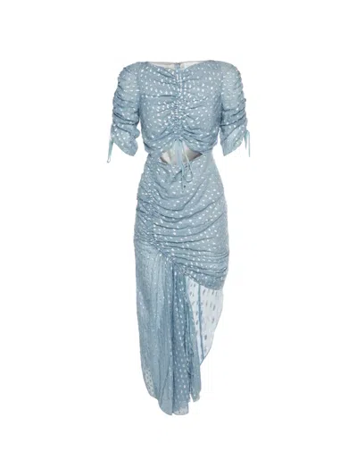 Pre-owned 424 Gathered Cut-out Midi Dress In Blue