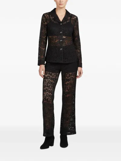 Pre-owned 424 Giselle Floral-lace Trousers Set In Black