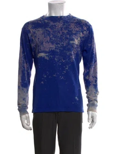 Pre-owned 424 Graphic Print Crew Neck Henley In Blue