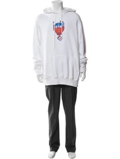 Pre-owned 424 Graphic Print Crew Neck Hoodie In White