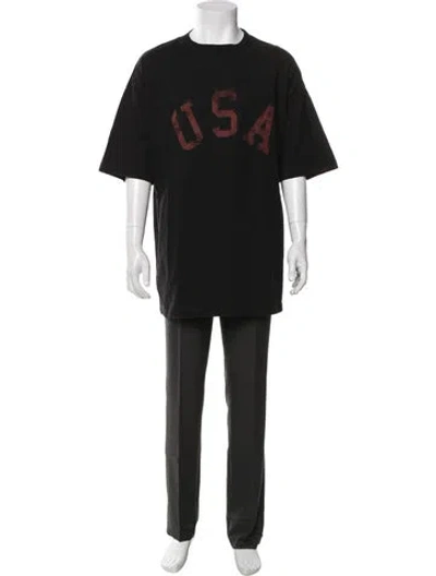 Pre-owned 424 Graphic Print Crew Neck T-shirt In Black