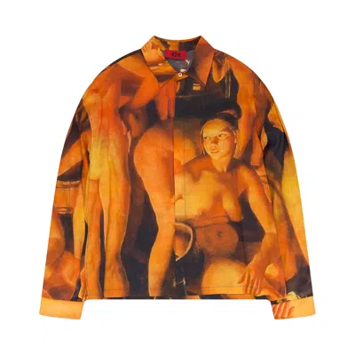 Pre-owned 424 Graphic Print Long-sleeve Shirt 'orange' | Men's Size M