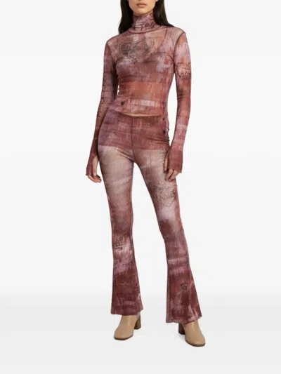 Pre-owned 424 Graphic-print Flared Trouser Set In Red