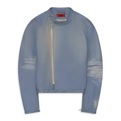 424 Hb Race Jacket Leather Denim Effect Blue