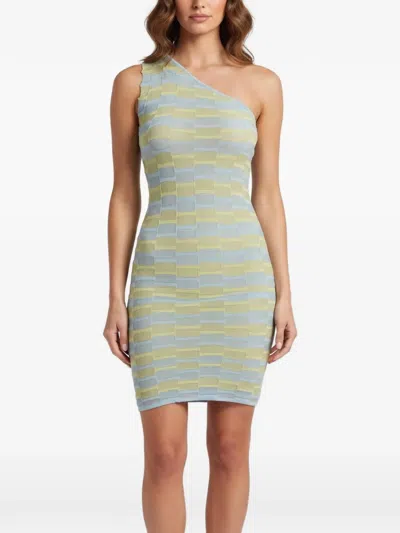 Pre-owned 424 Jacquard One-shoulder Mini Dress In Blue