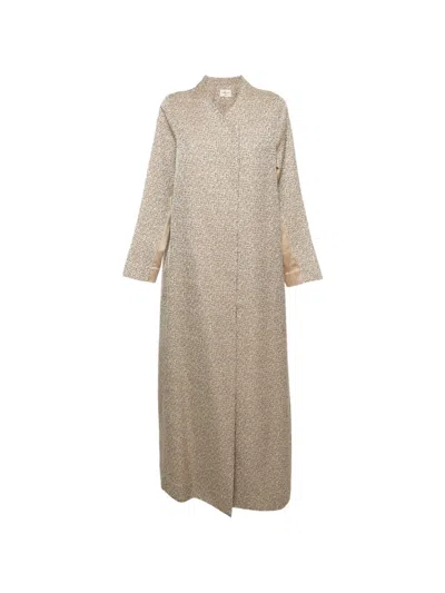 Pre-owned 424 Jacquard Open-front Maxi Dress In Neutrals
