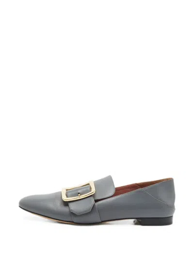 Pre-owned 424 Janelle Buckle-detail Slippers In Gray