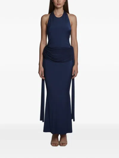 Pre-owned 424 Juliana Draped Maxi Dress In Blue