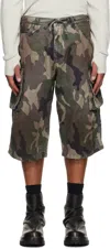 424 Khaki Camo Cargo Shorts In Green