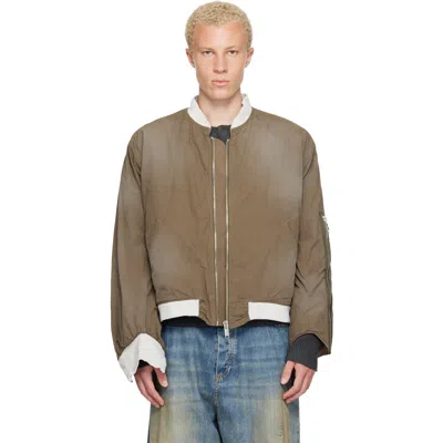424 Khaki Military Bomber Jacket In Green