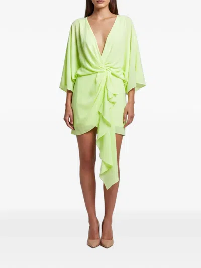 Pre-owned 424 Laurel Knot-detail Mini Dress In Green