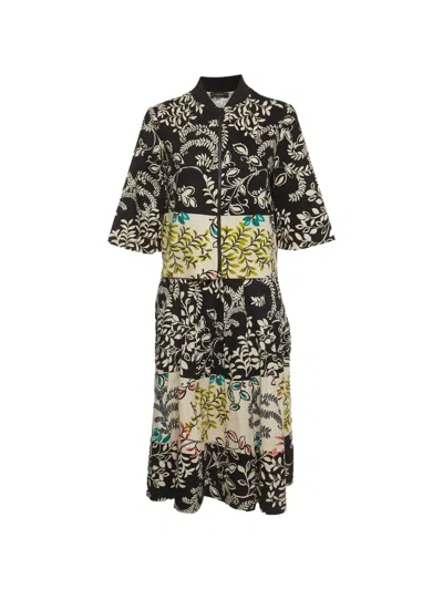 Pre-owned 424 Leaf-print Jacket And Skirt Set In Black