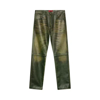 Pre-owned 424 Leather 5 Pocket Pants 'green' | Men's Size 50