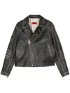 424 Leather Biker Jacket In Black
