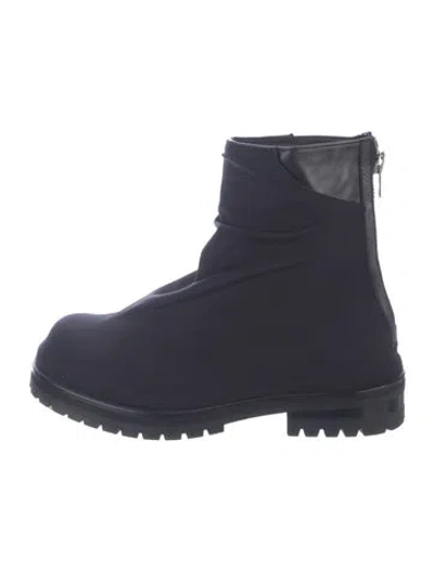 Pre-owned 424 Leather Combat Boots In Blue