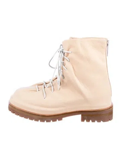 Pre-owned 424 Leather Combat Boots In Neutral