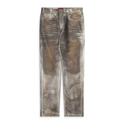 424 Leather Fivepocket Pants Silver In Gray