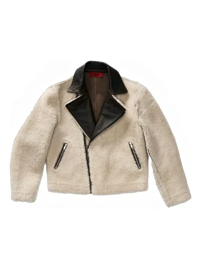 424 LEATHER-TRIMMED SHEARLING JACKET
