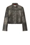 424 Leather Trucker Jacket Black