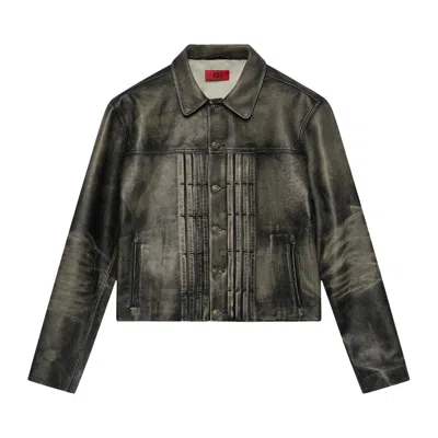 Pre-owned 424 Leather Trucker Jacket 'black' | Men's Size 50