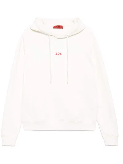 424 White Embroidered Hoodie