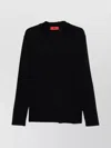 424 V-neck Cotton T-shirt With Raw-cut Edges In Black