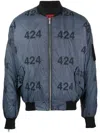 424 Logo-print Quilted Bomber Jacket In Blue