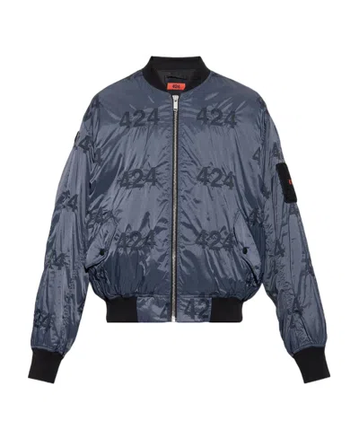 424 Logo-print Quilted Bomber Jacket In Blue