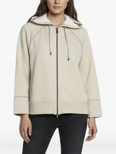 Pre-owned 424 Logo-embroidered Zip-up Hoodie In Neutral