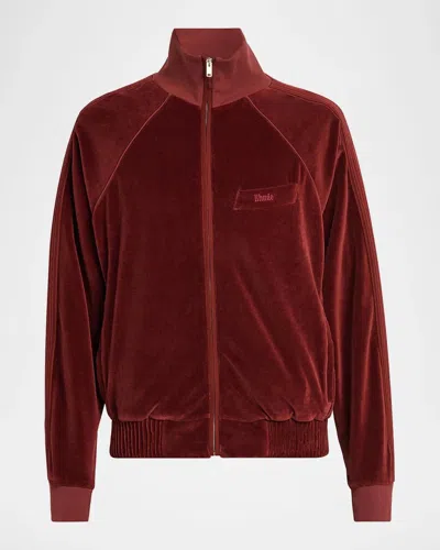 424 Madera Velour Track Jacket In Red